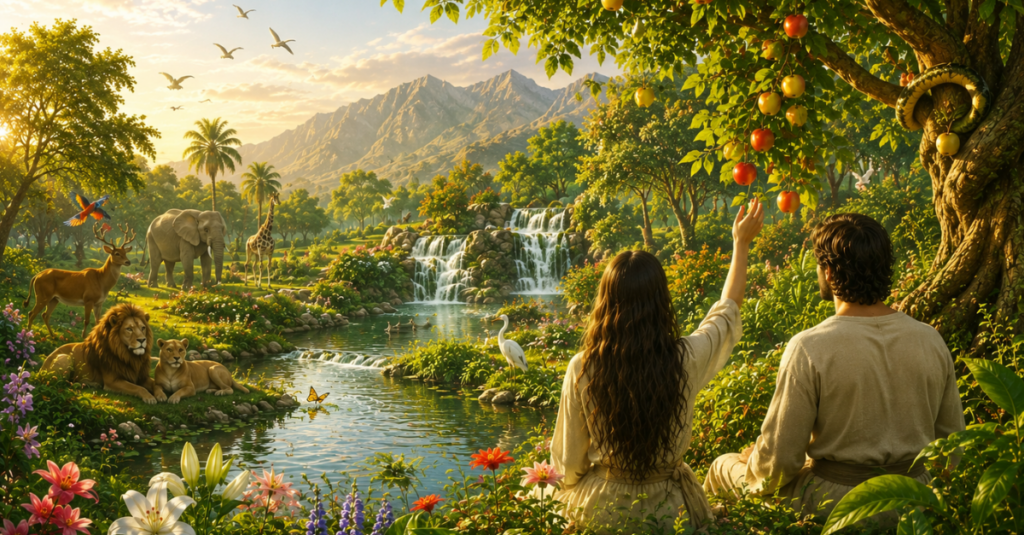 Featured book chapter image for Genesis Chapter 3 from the Bread of Life Scriptures by Theresa Joy.